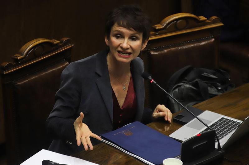 Carolina Tohá, ministra del Interior en sesión de sala del Senado. Foto: Manuel Lema / Agencia Uno.