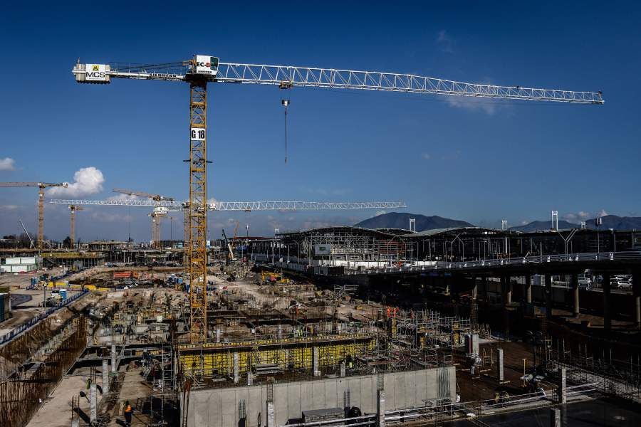 Trabajos de construcción del nuevo aeropuerto de Santiago