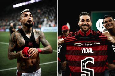 Arturo Vidal regaló su camiseta a la hinchada de Flamengo e instó a sus compañeros a hacer lo mismo.