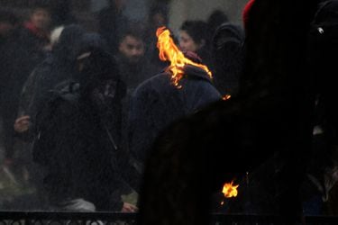 Manifestante quemado