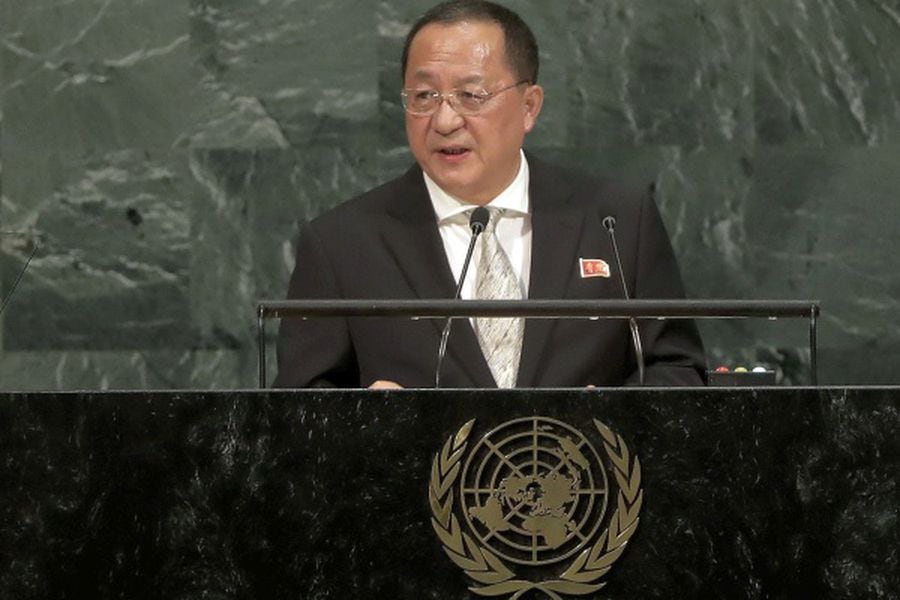 North Korea Minister for Foreign Affairs Ri Yong Ho speaks during the