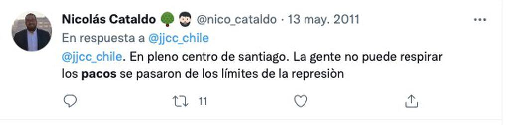 Tuit de Nicolás Cataldo