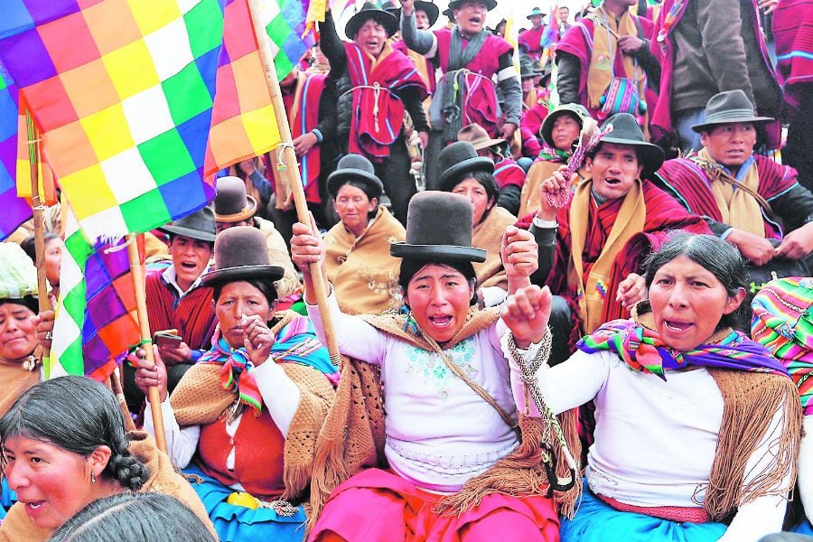 Partidarios de Evo Morales marchan a su favor en La Paz (47306345)