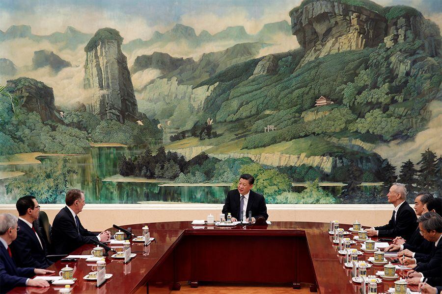 Chinese President Xi Jinping meets with U.S. Trade Representative Robert Lighthizer and  U.S. Treasury Secretary Steven Mnuchin in Beijing