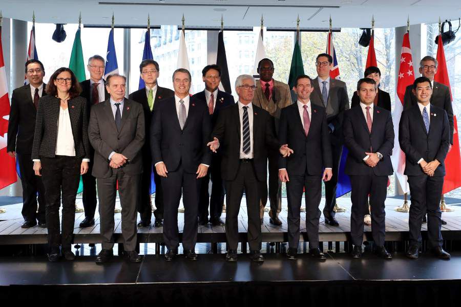 Canada's International Trade Diversification Minister Jim Carr poses during the Ottawa Ministerial on WTO Reform