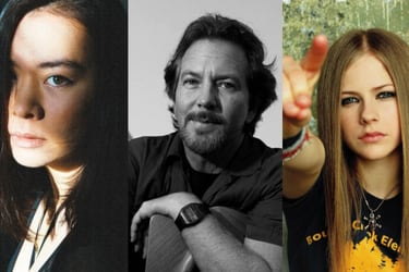 6 discos que llegan en febrero de 2022. En la imagen Mitski, Eddie Vedder y Avril Lavigne