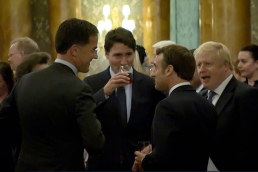 Britain NATO Summit Gossiping Leaders