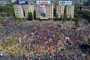 Imagen aérea de Plaza Italia, el epicentro de las manifesaciones.