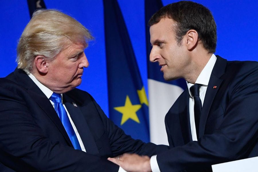 Donald Trump junto al presidente francés Emmanuel Macron