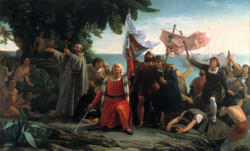 Desembarco de Colón. Pintura de Dióscoro Puebla