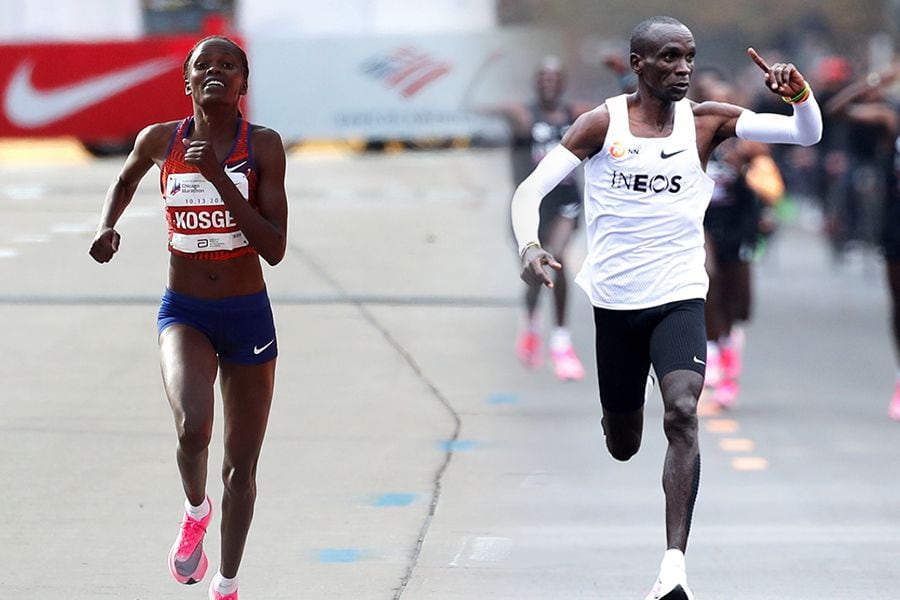 Brigid Kosgei y Eliud Kipchoge