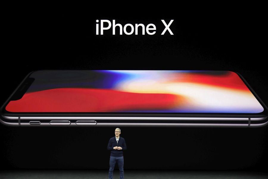 Apple CEO Tim Cook, announces the new iPhone X at the Steve Jobs Thea