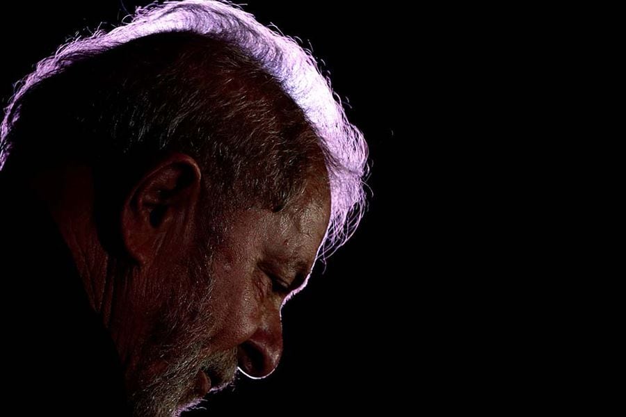 Former president Luis Inacio Lula da Silva rattends an event in support of his candidacy for president in Sao Paulo