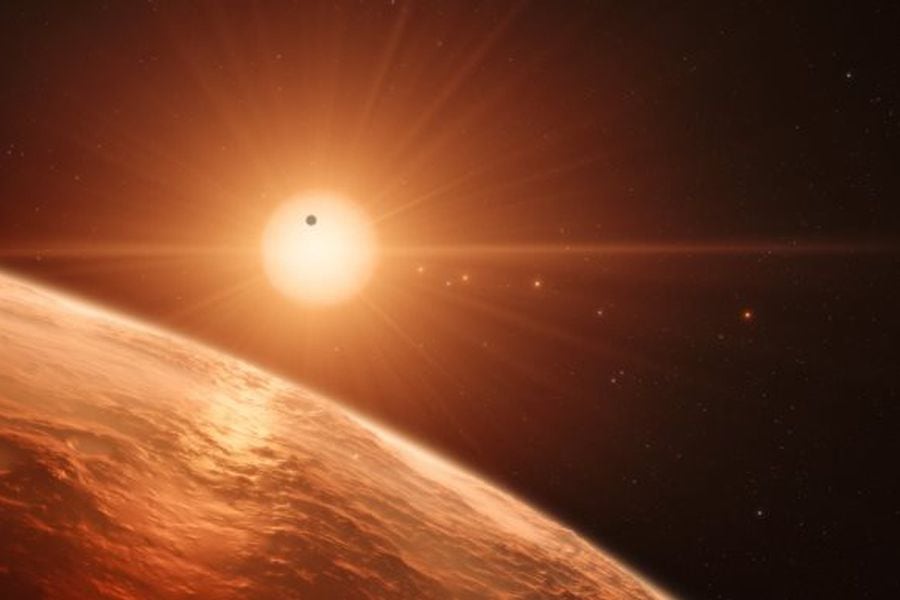 Artist's impression of the TRAPPIST-1 planetary system