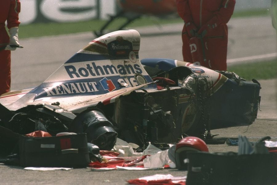 Ayrton Senna's wrecked Williams Renault