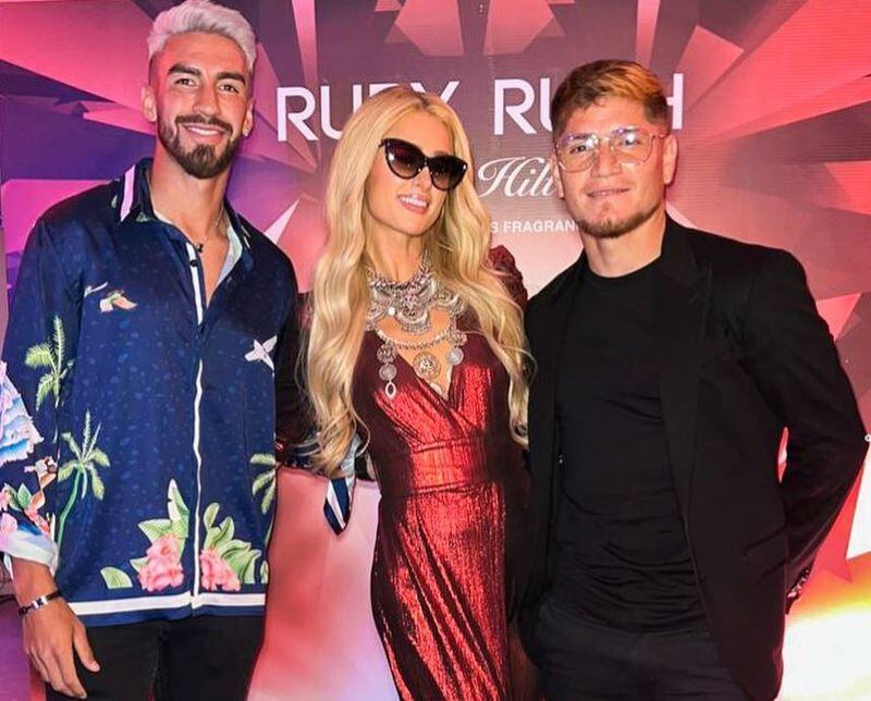 Leonardo Gil y Juan Martín Lucero junto a Paris Hilton