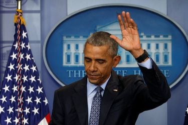 Obama holds his last press conference at the White House in Washington