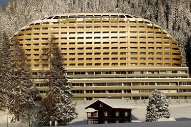 General view shows the InterContinental hotel in Davos