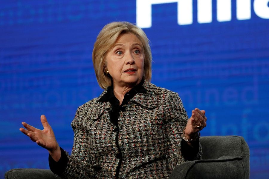 FILE PHOTO: Former U.S. Secretary of State Clinton speaks at a panel for the Hulu documentary "Hillary" during the Winter TCA (Television Critics Association) Press Tour in Pasadena