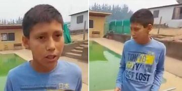 Niño ofrece agua de su piscina para incendios