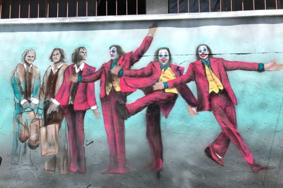 Joker, mural en Barrio Italia por @gattoofelix. Foto: Culto.
