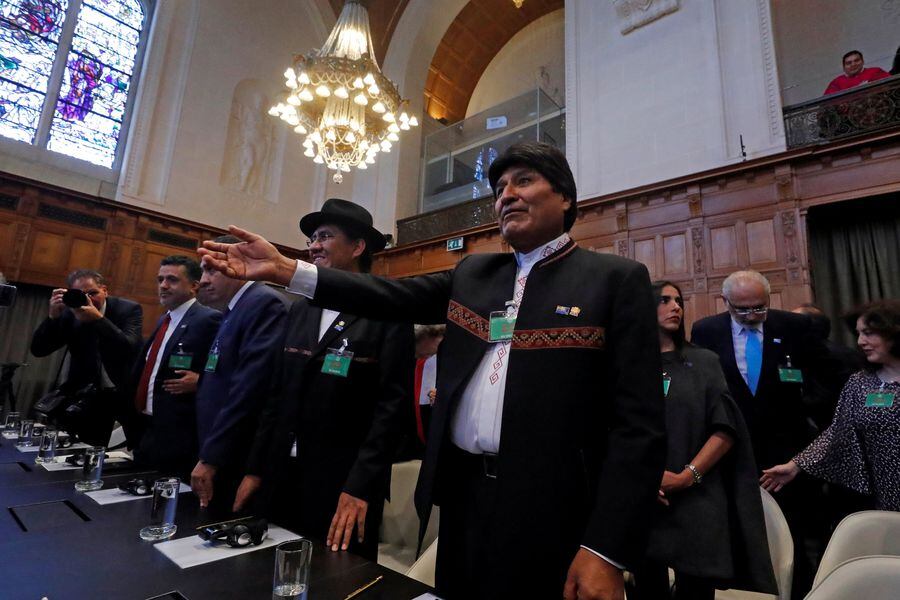 Bolivian President Evo Morales is seen at the International Court of Justice in The Hague