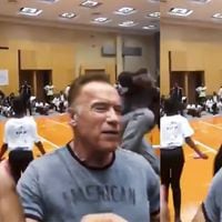 Arnold Schwarzenegger recibe fuerte patada por la espalda en visita a Sudáfrica
