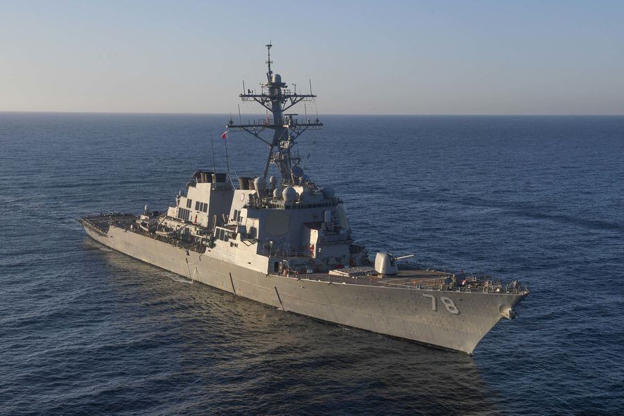 The guided-missile destroyer USS Porter (DDG 78) transits the Mediterranean Sea