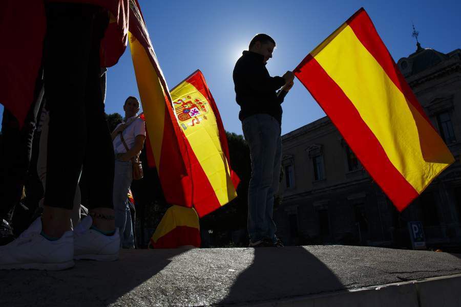 Pro National Unity March As Spain Quashes Catalan Sovereignty