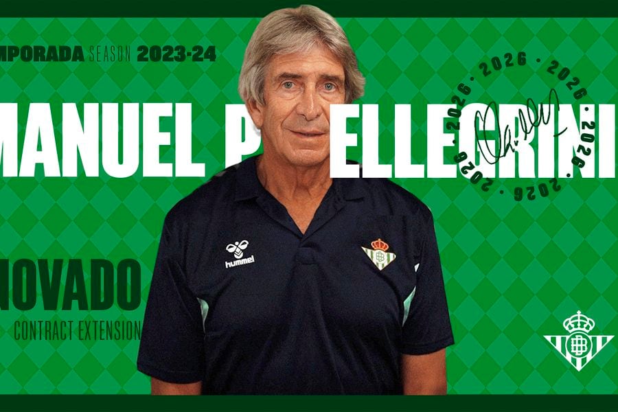 Manuel Pellegrini extendió su contrato con el Betis hasta 2026.