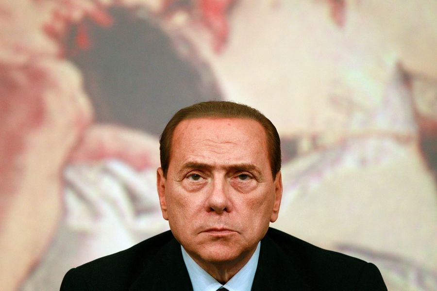 Silvio Berlusconi durante una conferencia de prensa en Roma, Italia.
