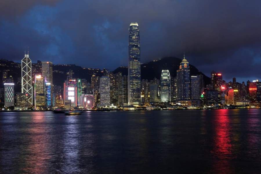 FILE PHOTO: A sunset view of Hong Kong island and Victoria Harbour in Hong Kong
