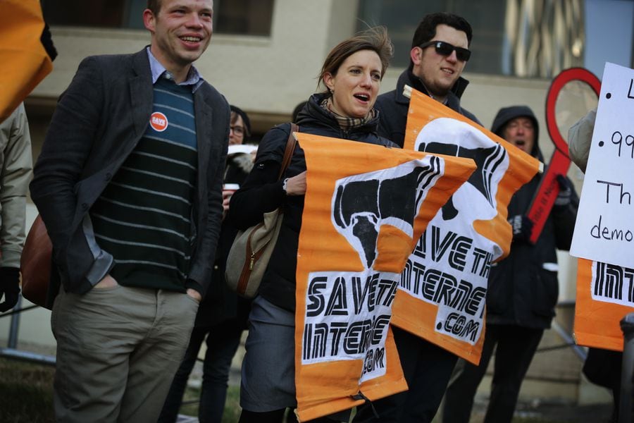 Activists Protest For Net Neutrality Outside Federal Communications Commission Meeting