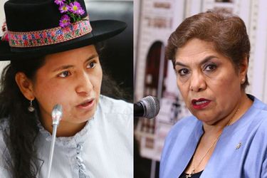 La congresista de Nuevo Perú, Tania Pariona y la congresista de Fuerza Popular, Luz Salgado.
