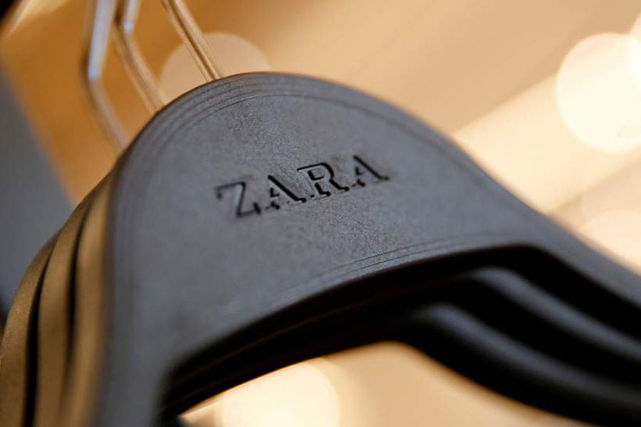 FILE PHOTO: Zara's logo is seen on a clothes hanger in a Zara store, an Inditex brand, in central Barcelona