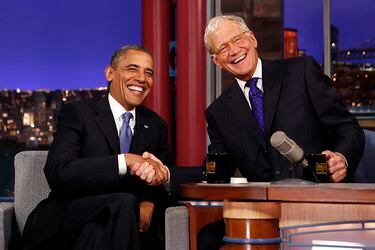 File photo of U.S. President Barack Obama with David Letterman on the "Late Show with David Letterman" at the Ed Sullivan Theater in New York City