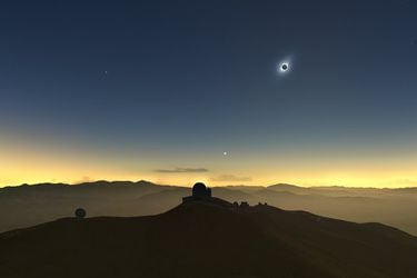 Clear-weather simulation of the 2019 eclipse viewed from La Sill