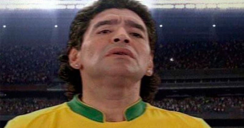 El spot que Maradona grabó con la camiseta de Brasil.