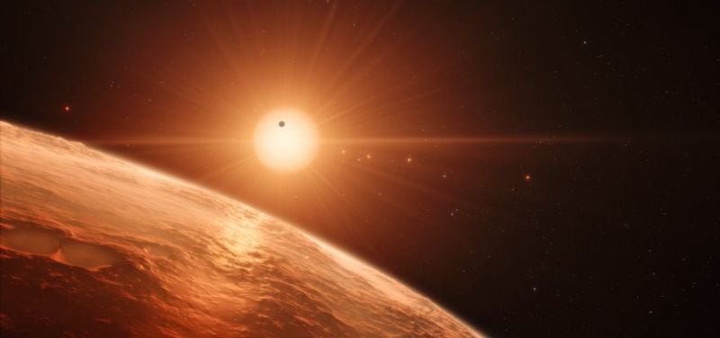 Artist's impression of the TRAPPIST-1 planetary system