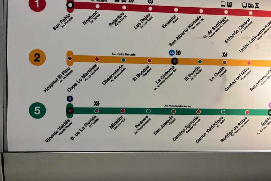 Mapa de Metro con las nuevas estaciones de la Línea 2 - La Tercera