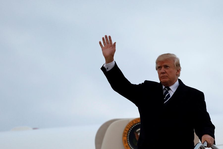 President Donald Trump returns to Washington
