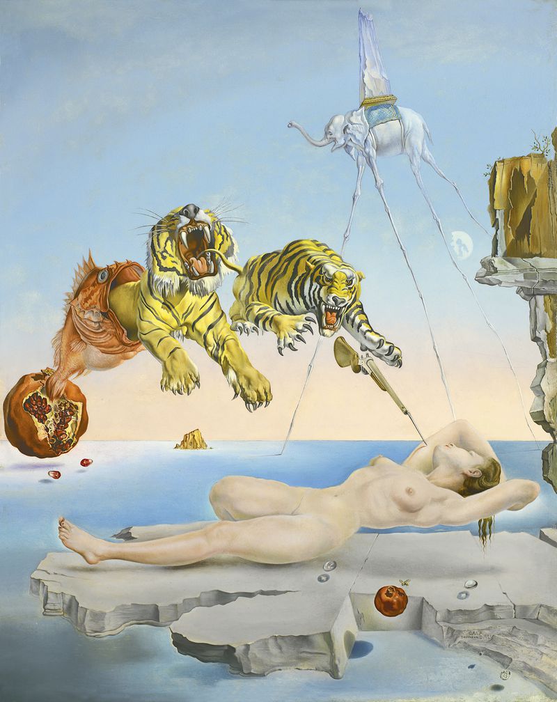 Sueño Causado por el Vuelo de una Abeja alrededor de una Granada un Segundo antes de Despertar, de Salvador Dalí.  Créditos: Museo Thyssen- Bornemisza