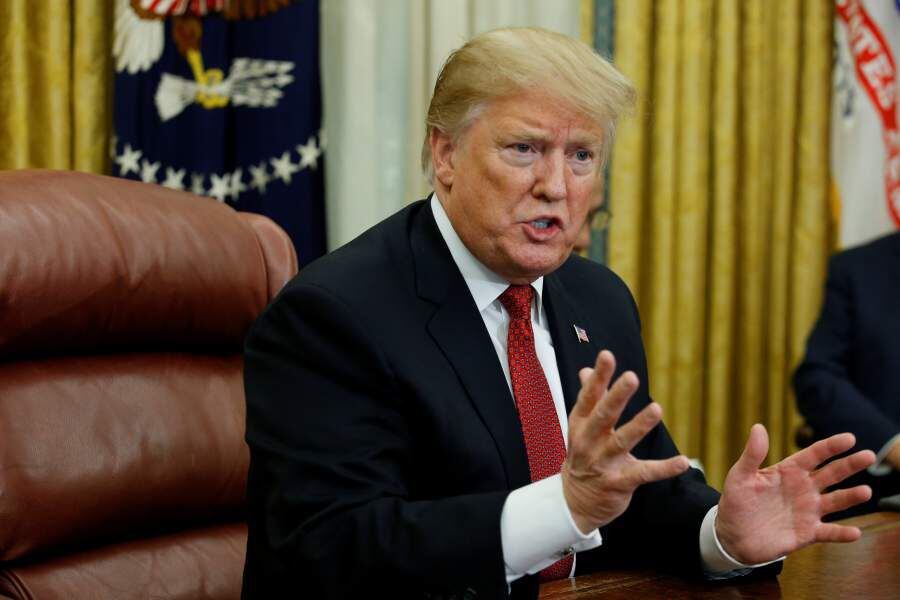 U.S. President Trump meets with China's Vice Premier Liu He in the Oval Office of the White House in Washington