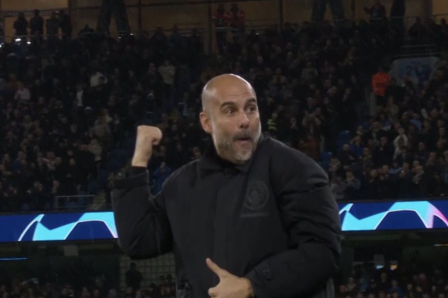 La reacción de Guardiola tras el segundo gol de Haaland en la Champions League.
