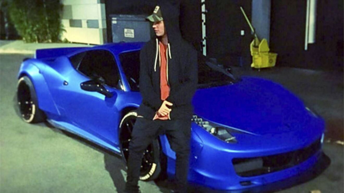 Ferrari F458 Italia azul de Justin Bieber.