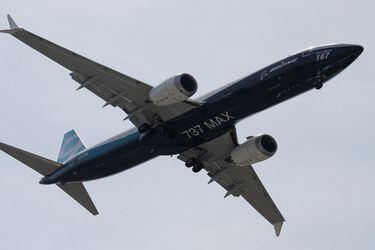 A Boeing 737 Max takes part in a flying display during the 52nd Paris Air Show at Le Bourget Airport near Paris