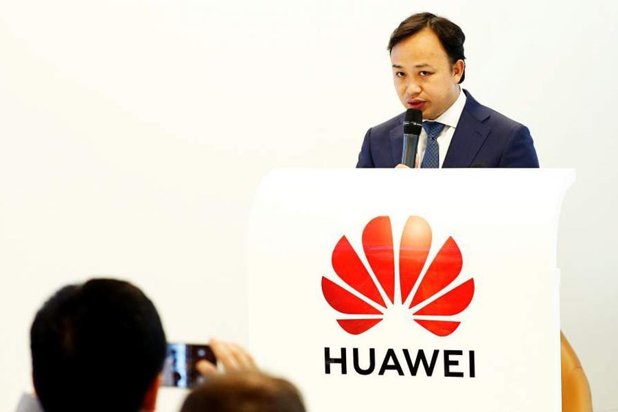 Abraham Liu, Huawei Chief Representative to the EU Institutions and Vice-President European Region speaks at a news conference at the Huawei European Cybersecurity Center in Brussels