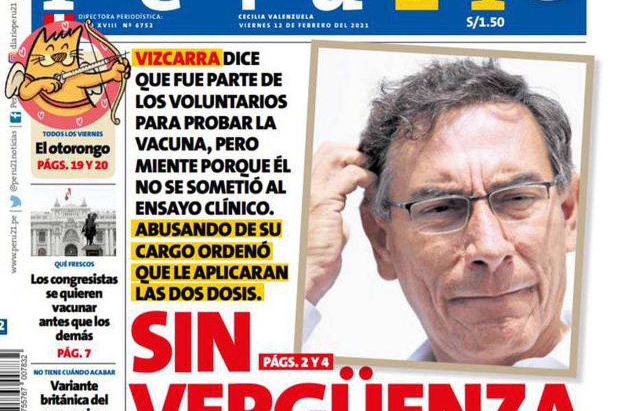Tomé la decisión valiente de sumarme a los 12 mil voluntarios”: Vizcarra reconoce que recibió vacuna de ensayo siendo mandatario y desata polémica en Perú - La Tercera
