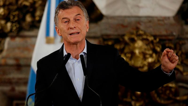 Argentine president Mauricio Macri speaks during a press conference a