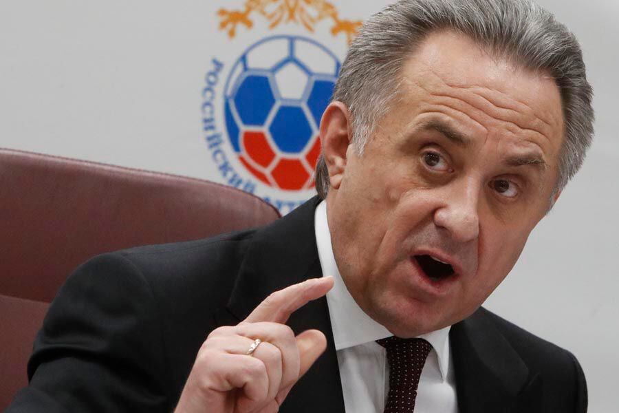 Russian Deputy Prime Minister Vitaly Mutko speaks during a news conference after the Russian Football Union's executive committee meeting in Moscow
